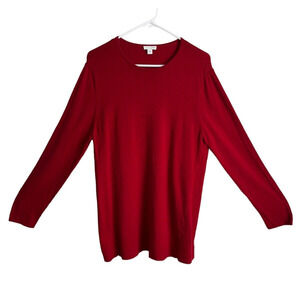 J Jill Tunic Sweater Womens Size Large Long Sleeve Round Neck Red